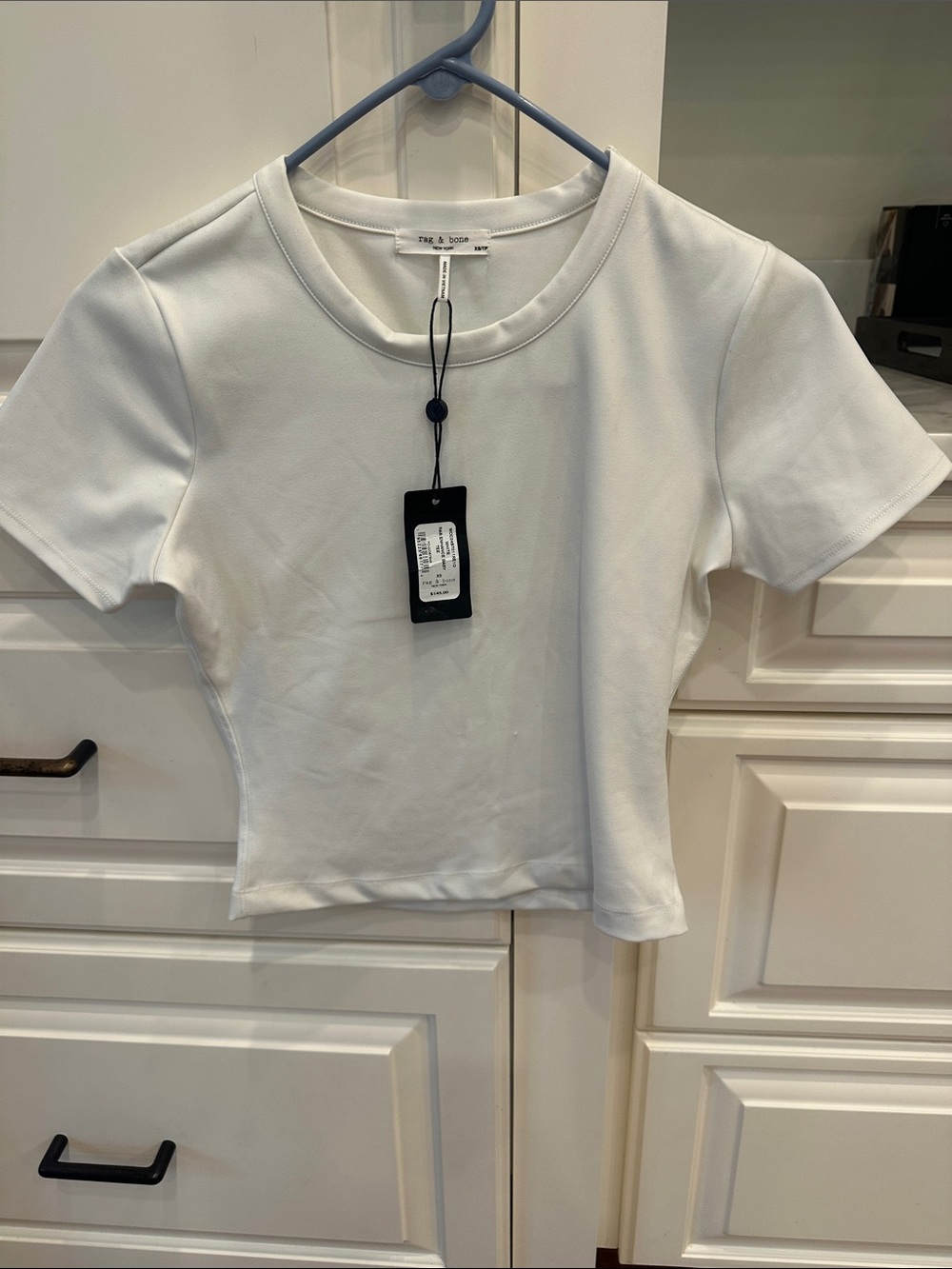 Enhance Baby Tee- rag & bone White Crewneck Short Sleeve Tee